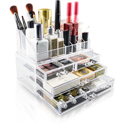 Makeup Organizer Transparant - Doorzichtig - 3 lades - Plexiglas - 23.5 x 13.5 x 18 cm