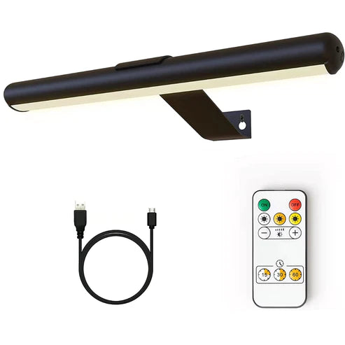 Draadloze Wandlamp - Draadloze schilderijverlichting - Touch en remote - Dimbaar LED - Zwart