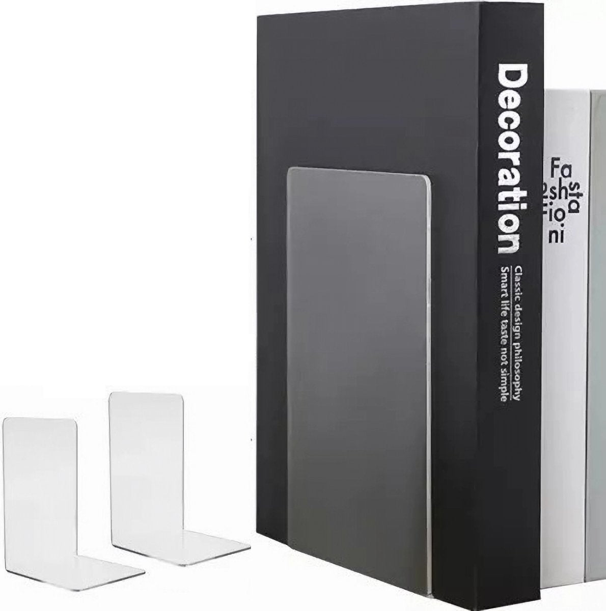 Set van Doorzichtige Boekensteunen - Plexiglas - Transparant - 18,5 x 12 x 12 cm - Boekenstandaard - Boekensteun - Boekenhouder - Book Holder